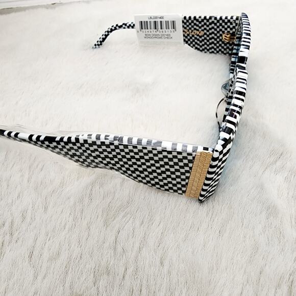 NEW Le Specs Bow Down Monochrome Black and White Checkered Unisex Sunglasses main image 12